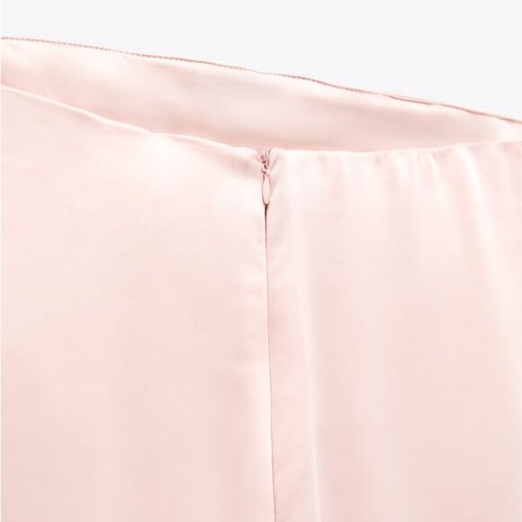 ZARA strapless satin effect jumpsuit pale pink - Picture 2 of 11
